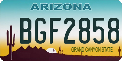 AZ license plate BGF2858