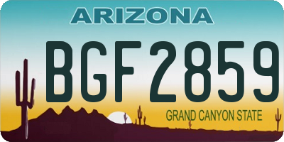 AZ license plate BGF2859