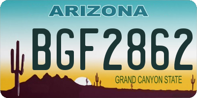 AZ license plate BGF2862