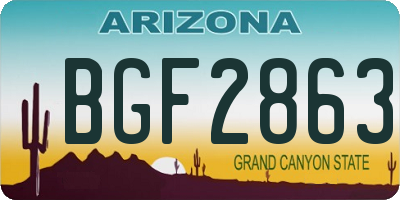 AZ license plate BGF2863