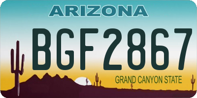 AZ license plate BGF2867