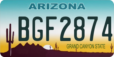 AZ license plate BGF2874