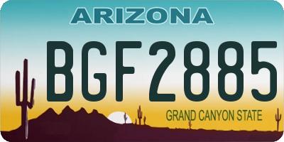 AZ license plate BGF2885