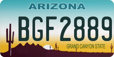AZ license plate BGF2889