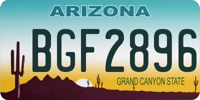 AZ license plate BGF2896