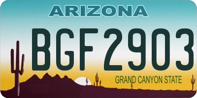 AZ license plate BGF2903