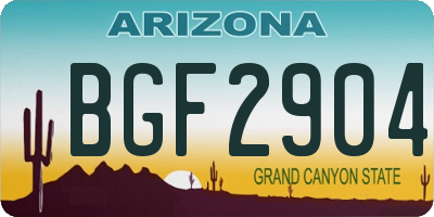 AZ license plate BGF2904