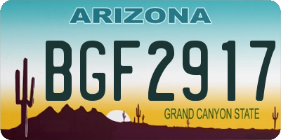 AZ license plate BGF2917