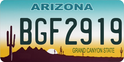 AZ license plate BGF2919