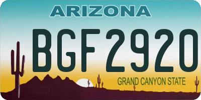 AZ license plate BGF2920