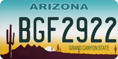 AZ license plate BGF2922