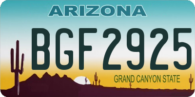 AZ license plate BGF2925