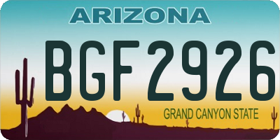 AZ license plate BGF2926