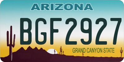AZ license plate BGF2927
