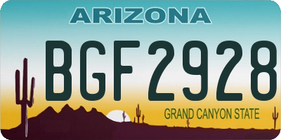 AZ license plate BGF2928