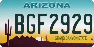 AZ license plate BGF2929