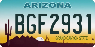AZ license plate BGF2931