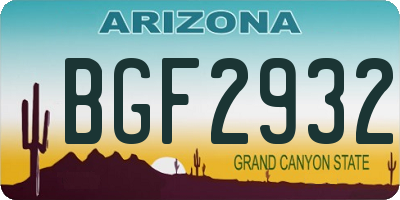 AZ license plate BGF2932