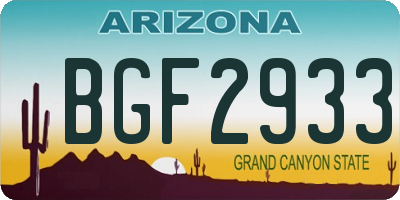 AZ license plate BGF2933