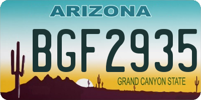 AZ license plate BGF2935