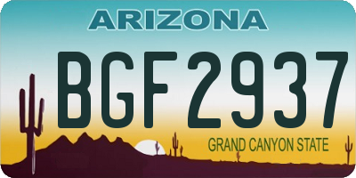 AZ license plate BGF2937