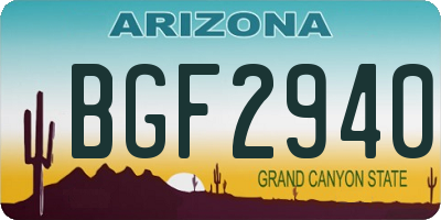 AZ license plate BGF2940