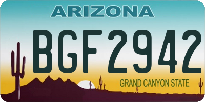 AZ license plate BGF2942
