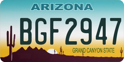 AZ license plate BGF2947