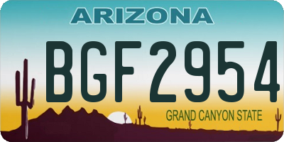 AZ license plate BGF2954