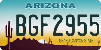 AZ license plate BGF2955