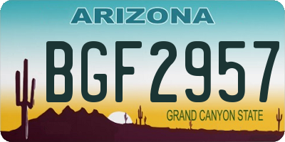 AZ license plate BGF2957
