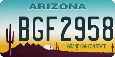 AZ license plate BGF2958