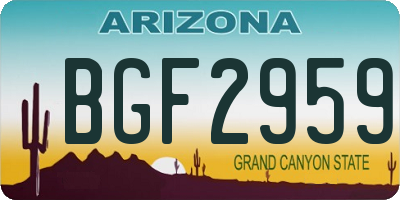 AZ license plate BGF2959