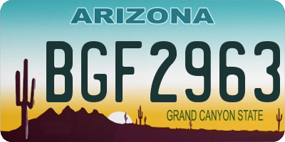 AZ license plate BGF2963