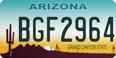 AZ license plate BGF2964