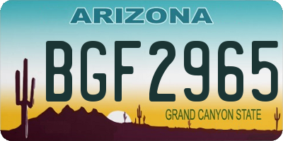 AZ license plate BGF2965