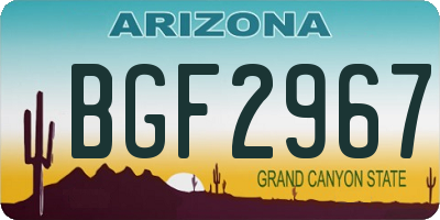 AZ license plate BGF2967