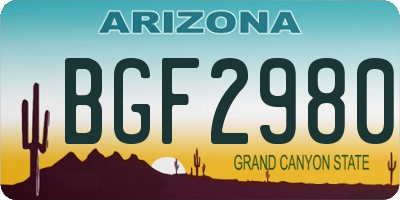 AZ license plate BGF2980