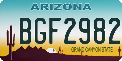 AZ license plate BGF2982