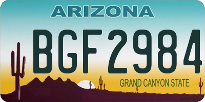 AZ license plate BGF2984