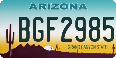 AZ license plate BGF2985