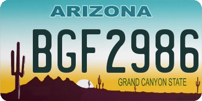 AZ license plate BGF2986
