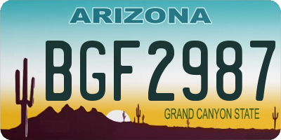 AZ license plate BGF2987