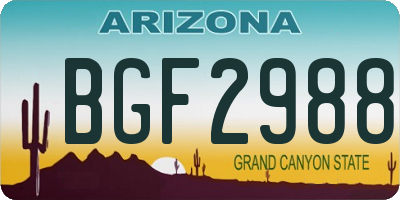 AZ license plate BGF2988