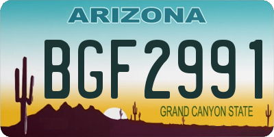 AZ license plate BGF2991