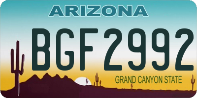 AZ license plate BGF2992