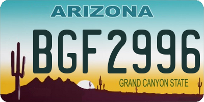 AZ license plate BGF2996