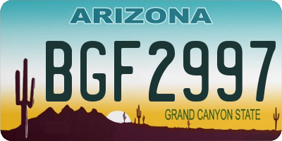 AZ license plate BGF2997