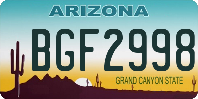 AZ license plate BGF2998