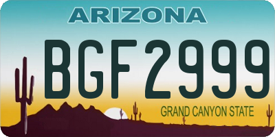 AZ license plate BGF2999